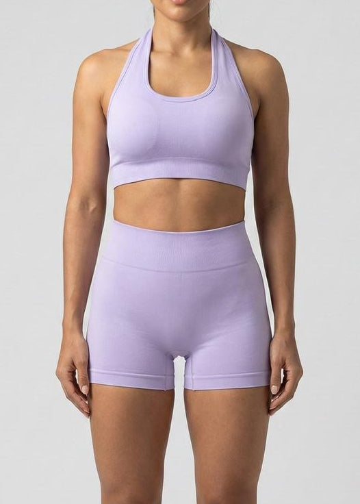 CONJUNTO SHORT + TOP SEAMLESS FELIZA LILA