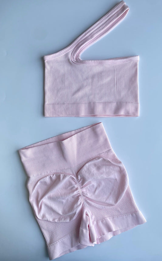CONJUNTO SHORT PUSH UP + TOP SEAMLESS - ROSA