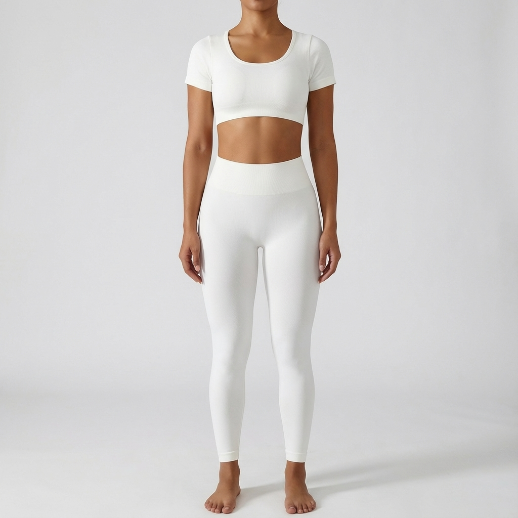 CONJUNTO LEGGIN KAY+ TOP SEAMLESS BLANCO