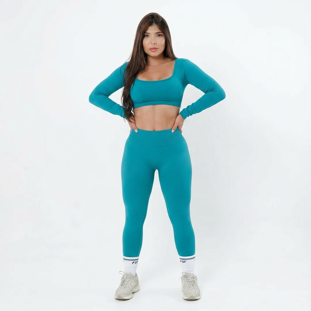 SETx2 TAMARA VERDE (Toop manga larga y leggin liso)