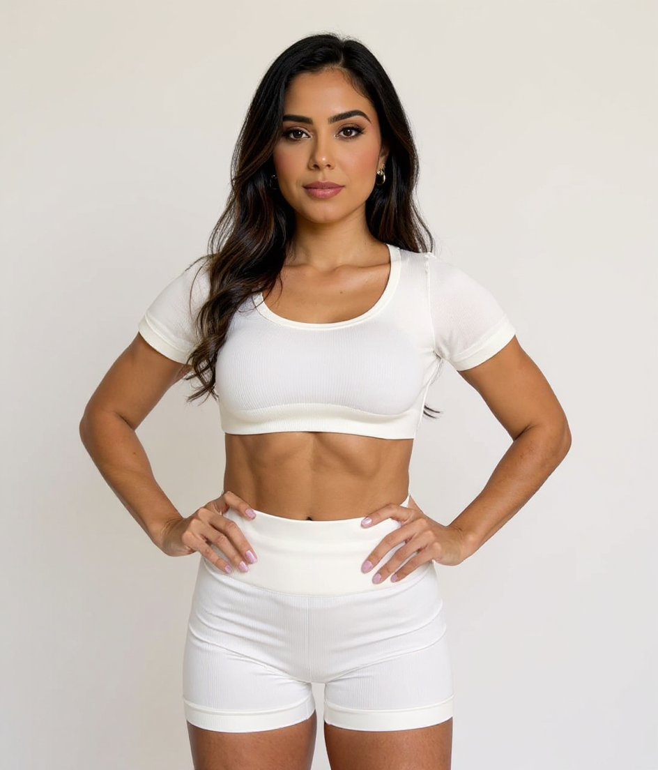 CONJUNTO SHORT KAY+ TOP SEAMLESS BLANCO