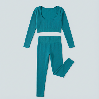 SETx2 TAMARA VERDE (Toop manga larga y leggin liso)