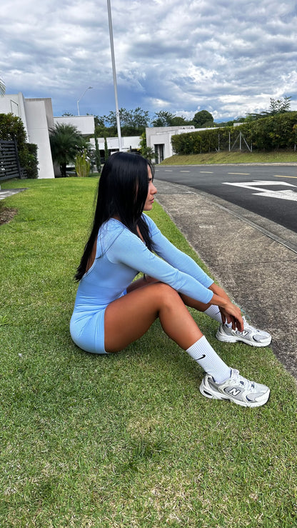 Enterizo LETICIA SculptFit Seamless - MANGA LARGA BABY BLUE