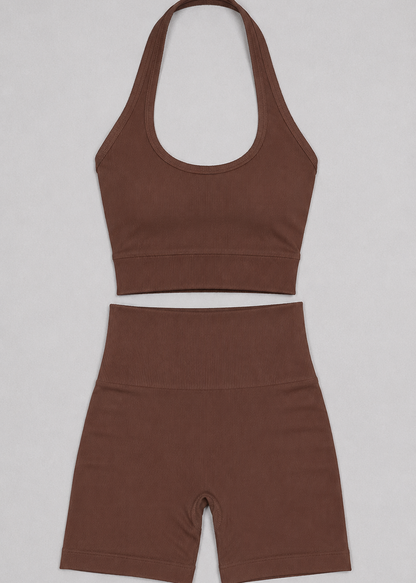 CONJUNTO EMI  BLUSA + SHORT SEAMLESS CAFE