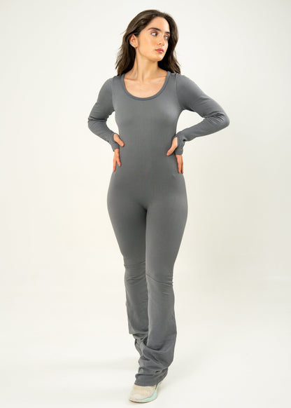 ENTERIZO JUNO PUSH UP BOTA ANCHA SEAMLESS - MANGA LARGA GRIS