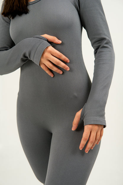 ENTERIZO JUNO PUSH UP BOTA ANCHA SEAMLESS - MANGA LARGA GRIS