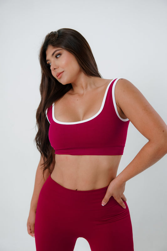 CONJUNTO 2 PIEZAS SEAMLESS AITANA (TOP + LEGGINS LISO) - BERENJENA