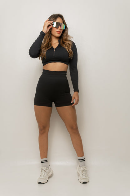 Crop Top Seamless  –  Negro