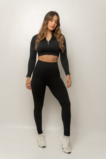 Crop Top Seamless  –  Negro