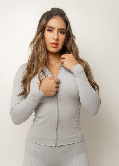 Chaqueta Seamless ZipFit – Gris Claro