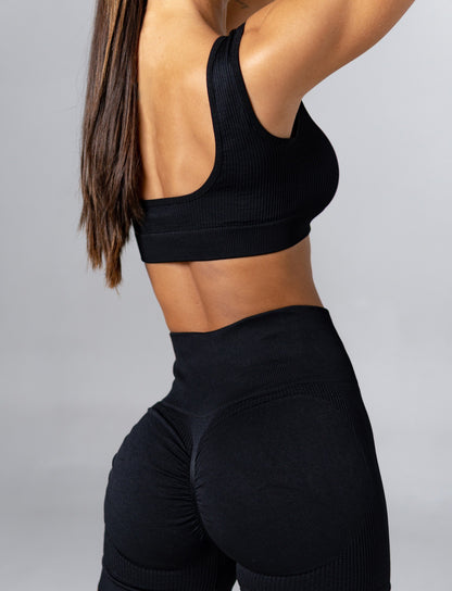 CONJUNTO SEAMLESS (TOP + LEGGINS PUSH UP) - NEGRO