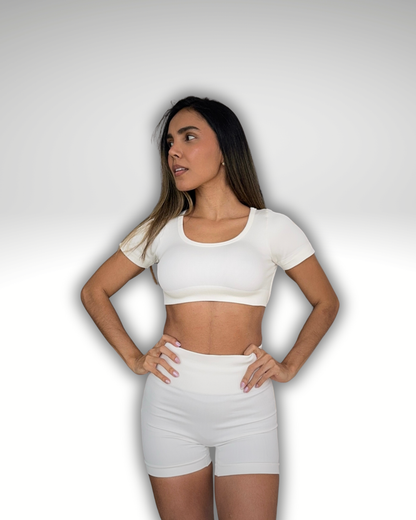 CONJUNTO SHORT KAY+ TOP SEAMLESS BLANCO