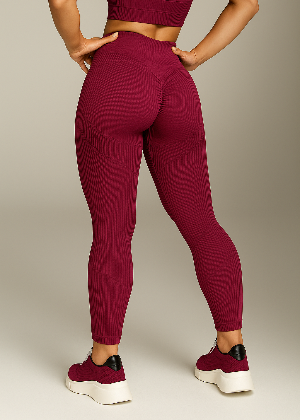 LEGGINS SEAMLESS BASIC PUSH UP-CHERRY