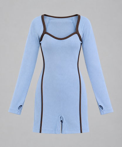 ENTERIZO DEPORTIVO KARI  CORTO SEAMLESS - MANGA LARGA AZUL