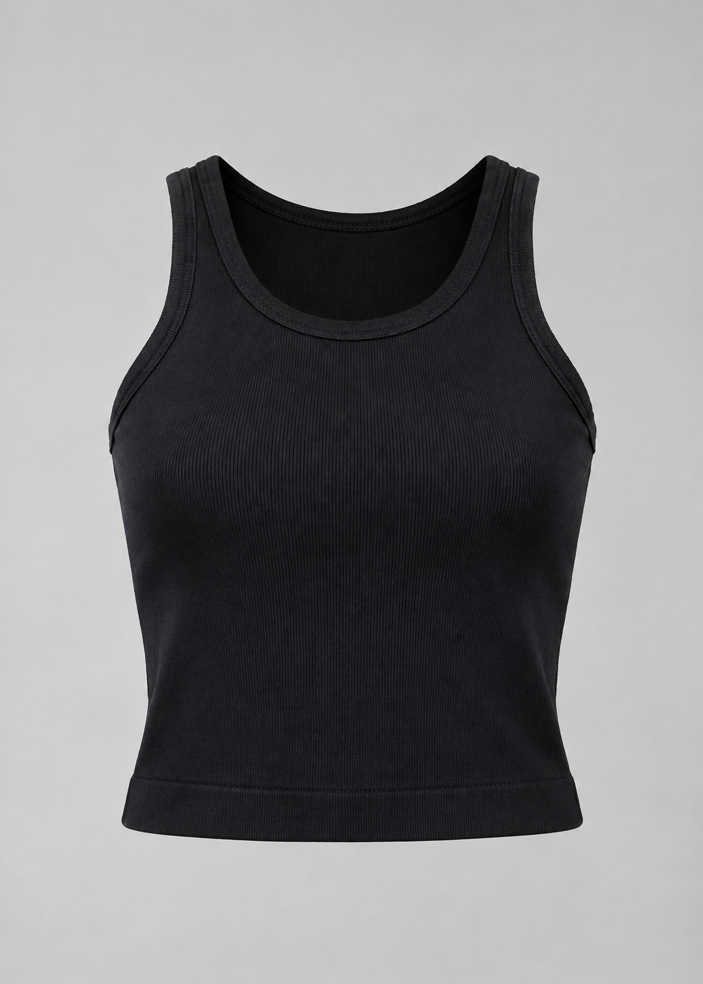 Tank Top Seamless Negra Básica — Deportiva y Casual | FitFeel