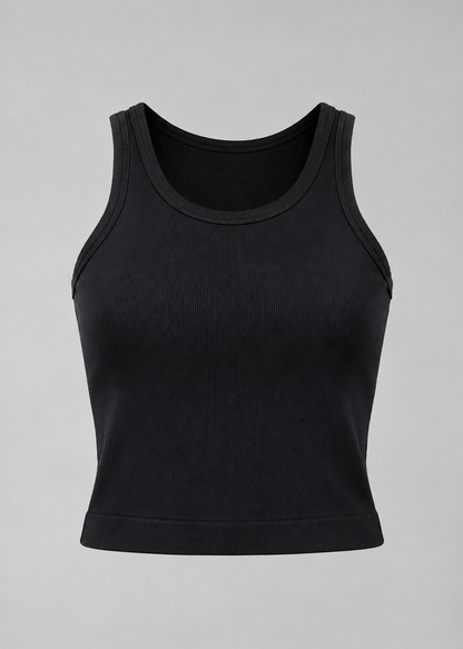 Tank Top Seamless Negra Básica — Deportiva y Casual | FitFeel