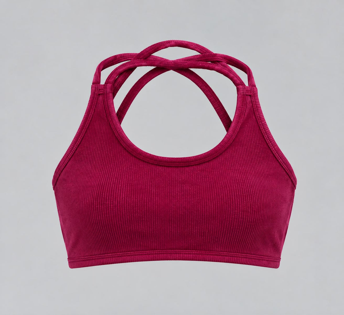 Top Deportivo Borgoña Tiras Cruzadas Seamless