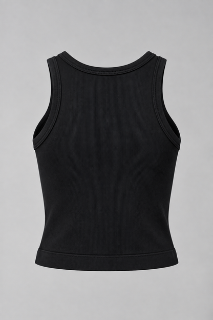 Tank Top Seamless Negra Básica — Deportiva y Casual | FitFeel