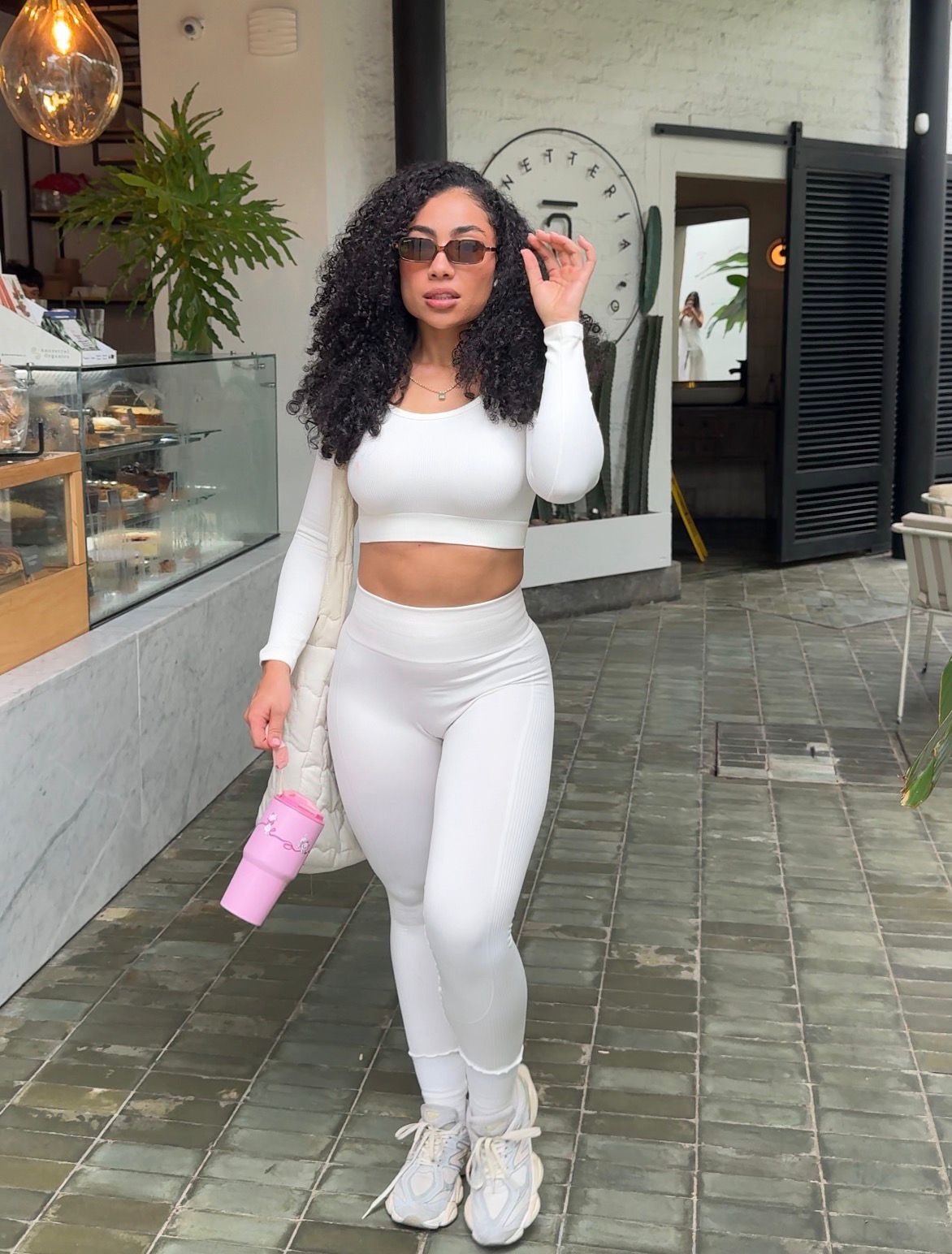 SET WHITE - LEGGIN + TOP MANGA LARGA