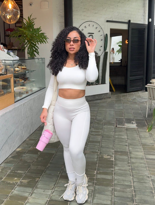 SET WHITE - LEGGIN + TOP MANGA LARGA