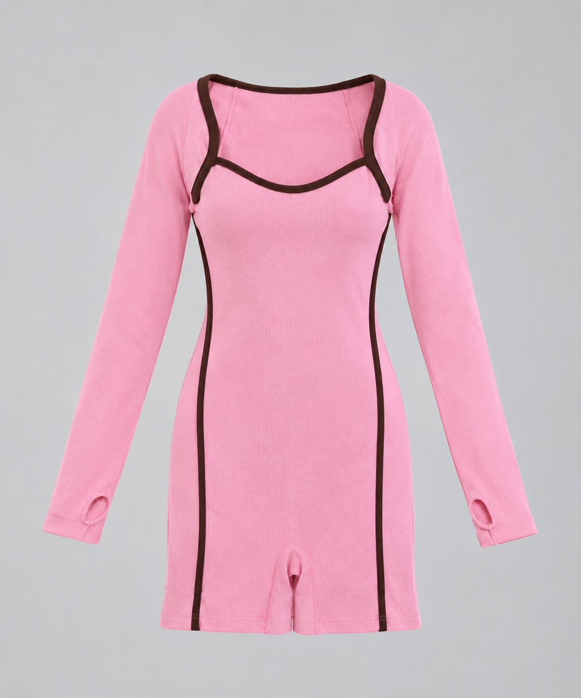 ENTERIZO DEPORTIVO KARI  CORTO SEAMLESS - MANGA LARGA ROSA