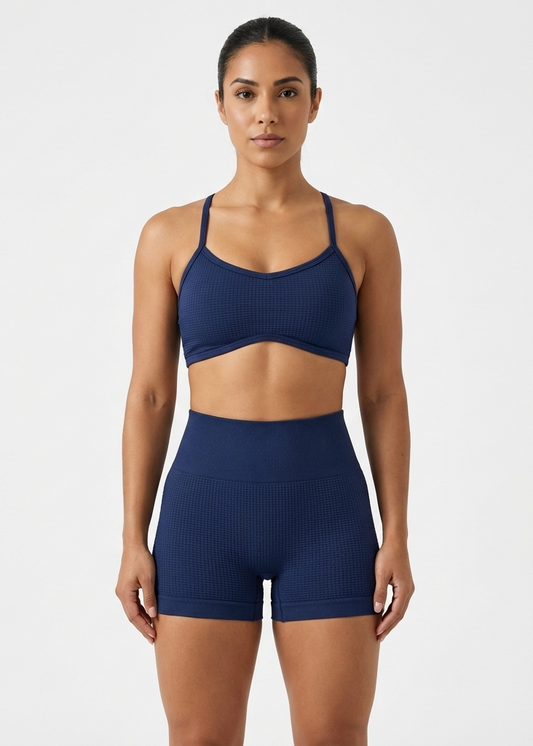 CONJUNTO SHORT PARIS + TOP SEAMLESSAZUL