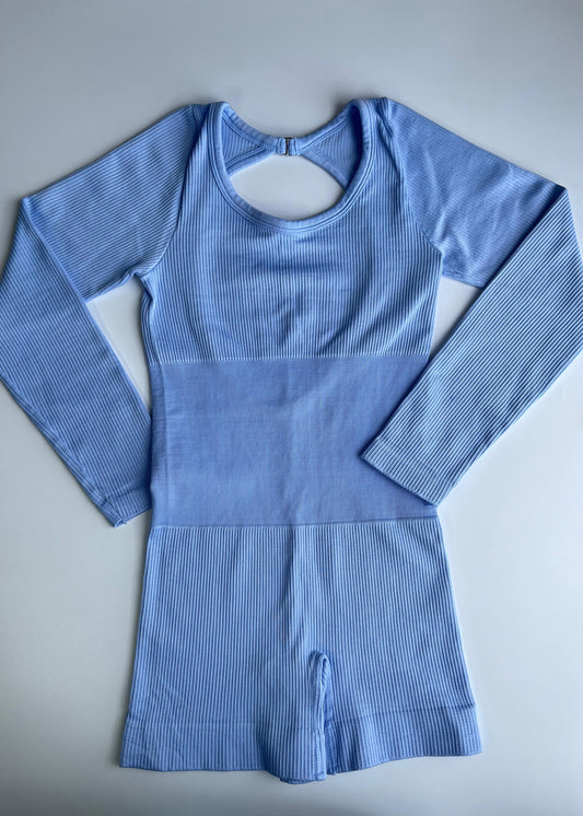 ENTERIZO LETICIA CONTROL ABDOMEN CORTO SEAMLESS - MANGA LARGA BABY BLUE