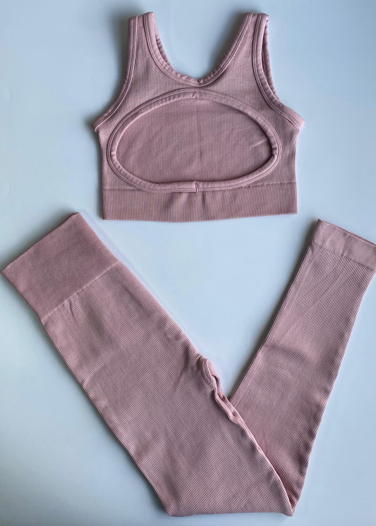 CONJUNTO TOP + LEGGINS BASIC SEAMLESS - ROSA