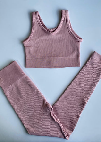 CONJUNTO TOP + LEGGINS BASIC SEAMLESS - ROSA