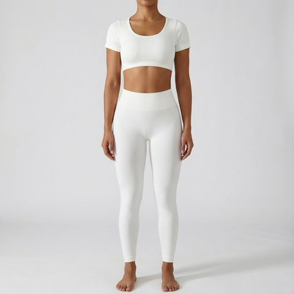CONJUNTO LEGGIN KAY+ TOP SEAMLESS BLANCO