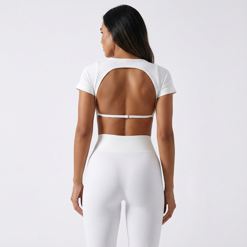 CONJUNTO LEGGIN KAY+ TOP SEAMLESS BLANCO